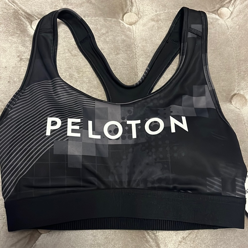 Adidas peloton, medium support, black and gray sports bra, new
